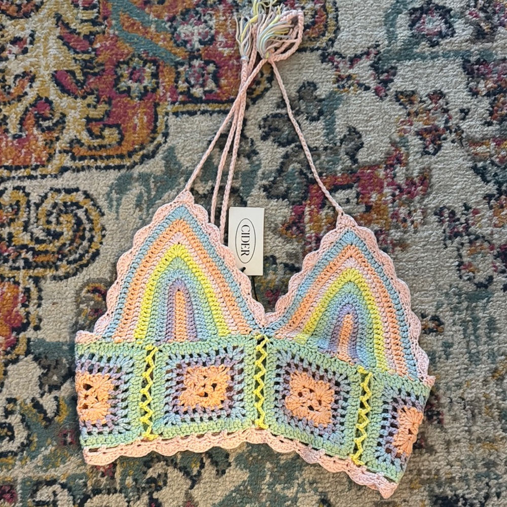 🌸CIDER PASTEL CROCHET HALTER TOP 🌸